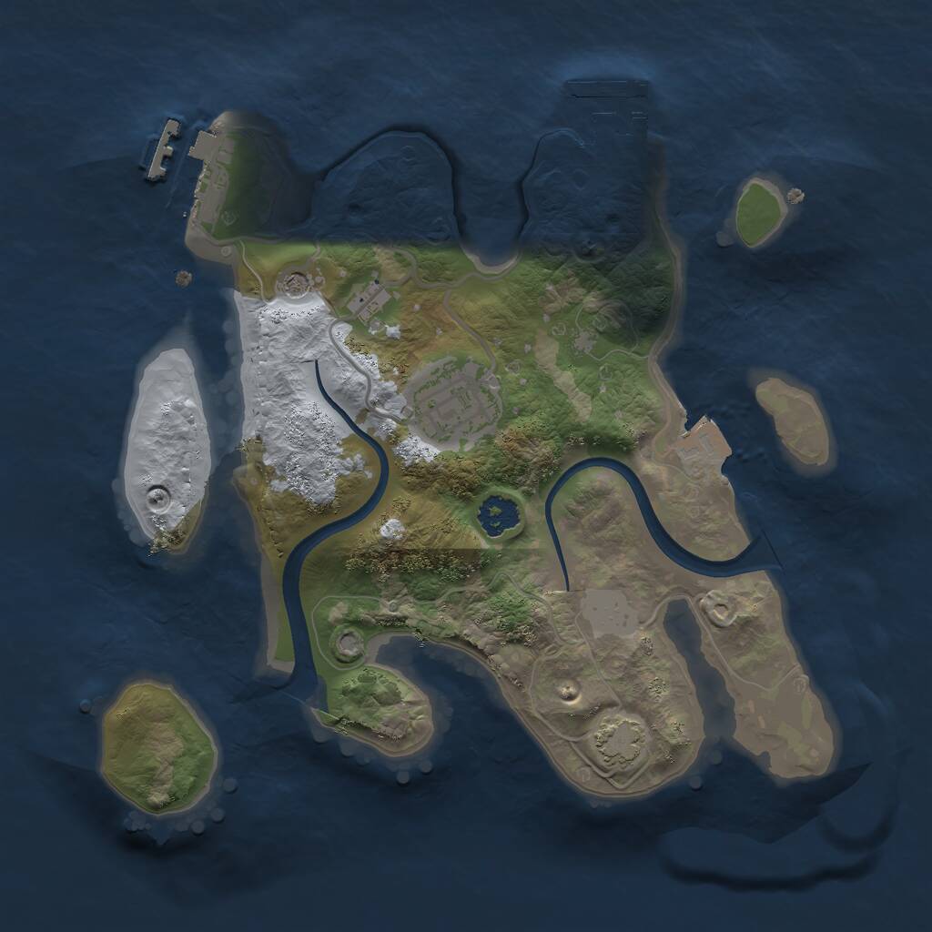 Rust Map: Procedural Map, Size: 2333, Seed: 2, 6 Monuments