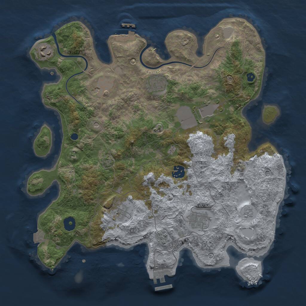 Rust Map: Procedural Map, Size: 3500, Seed: 24649, 14 Monuments