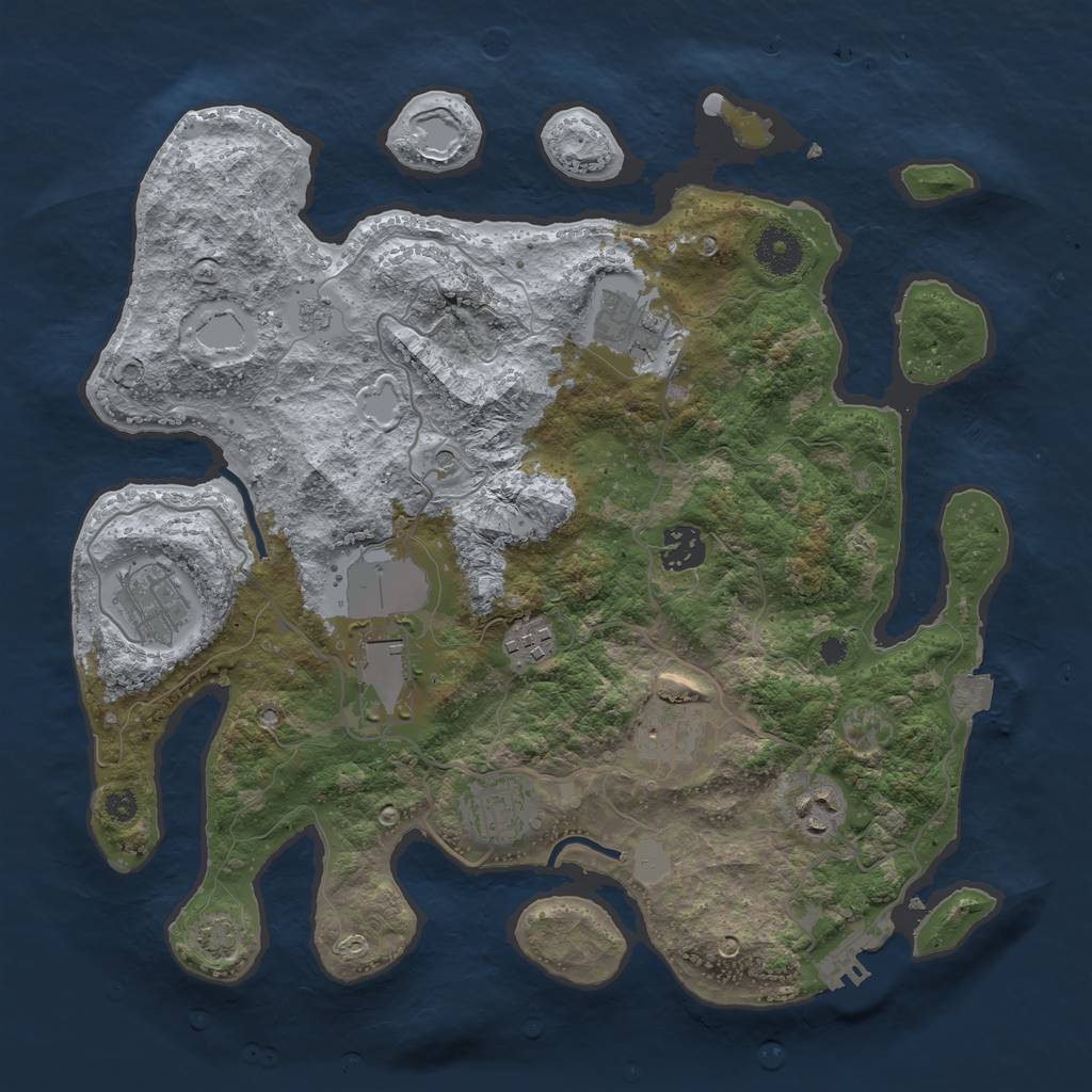 Rust Map: Procedural Map, Size: 3500, Seed: 1351748972, 15 Monuments