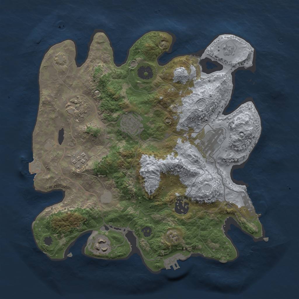 Rust Map: Procedural Map, Size: 3000, Seed: 15086, 13 Monuments