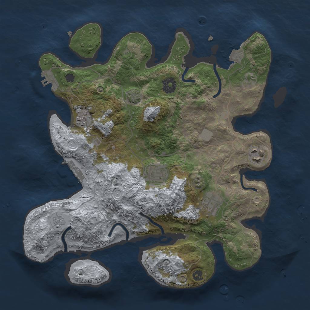 Rust Map: Procedural Map, Size: 3000, Seed: 1832930839, 11 Monuments