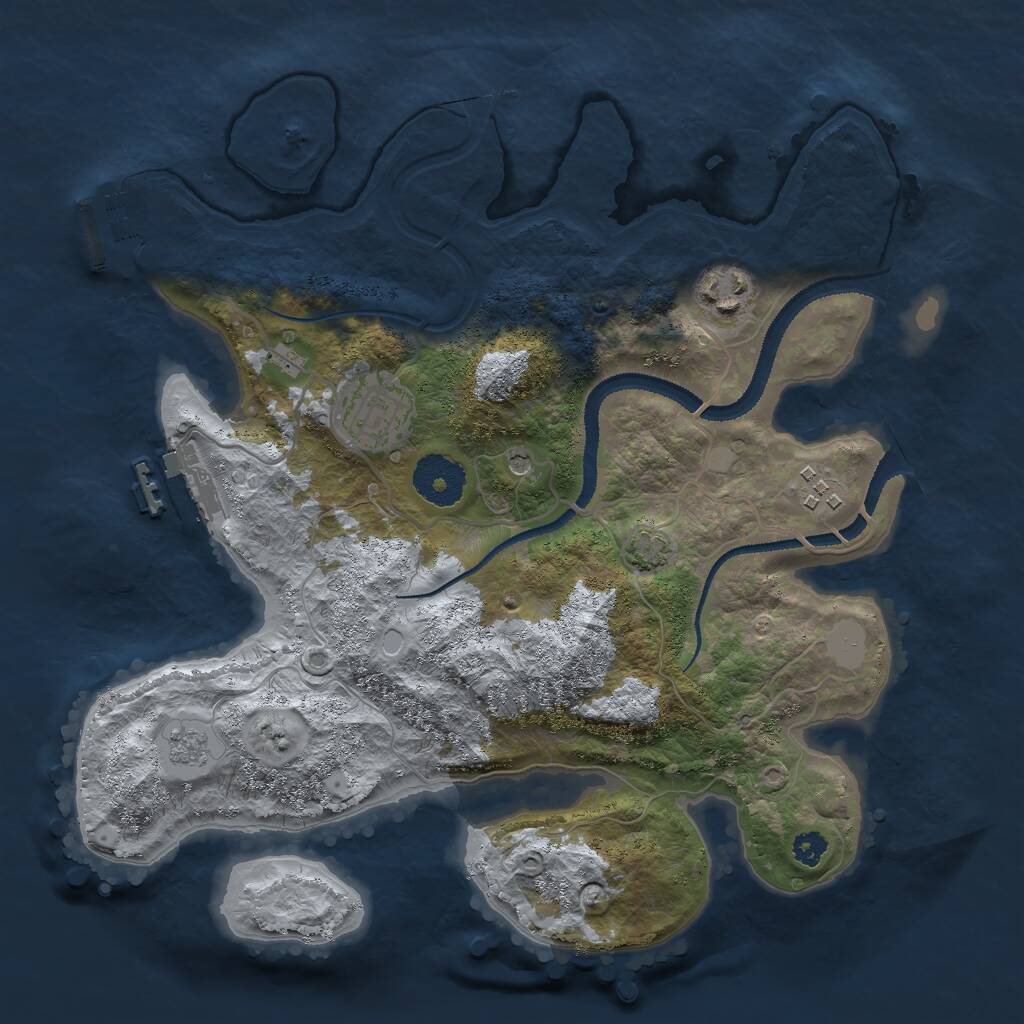 Rust Map: Procedural Map, Size: 3000, Seed: 1832930839, 9 Monuments