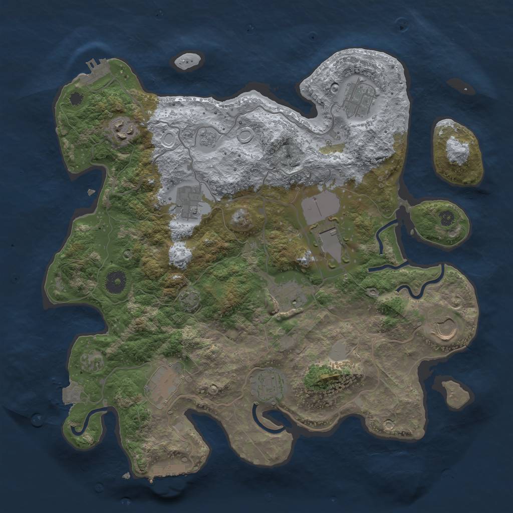 Rust Map: Procedural Map, Size: 3500, Seed: 716456372, 15 Monuments