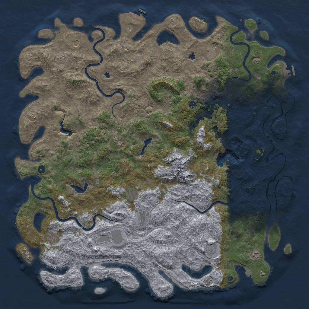 Rust Map: Procedural Map, Size: 6000, Seed: 11549967, 17 Monuments