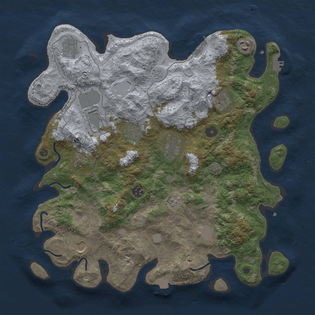 Rust Map: Procedural Map, Size: 4000, Seed: 910527625, 19 Monuments