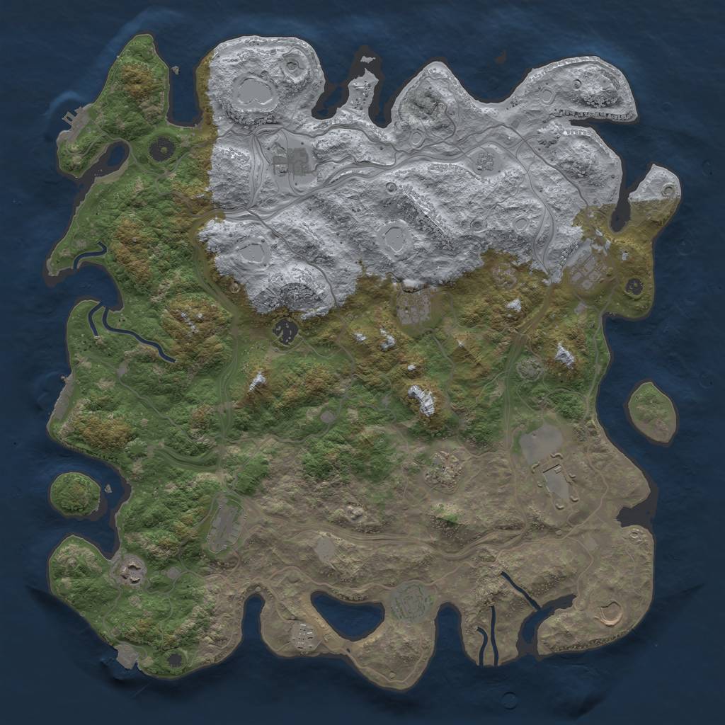 Rust Map: Procedural Map, Size: 4500, Seed: 2011770102, 19 Monuments