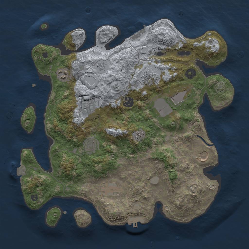 Rust Map: Procedural Map, Size: 3500, Seed: 199243073, 16 Monuments