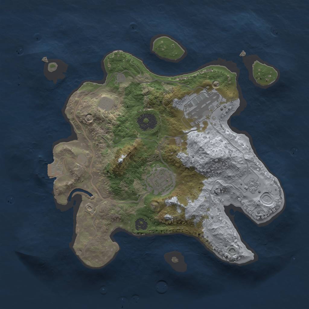 Rust Map: Procedural Map, Size: 2500, Seed: 369031787, 6 Monuments