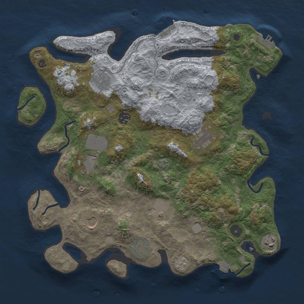 Rust Map: Procedural Map, Size: 3750, Seed: 728645696, 17 Monuments