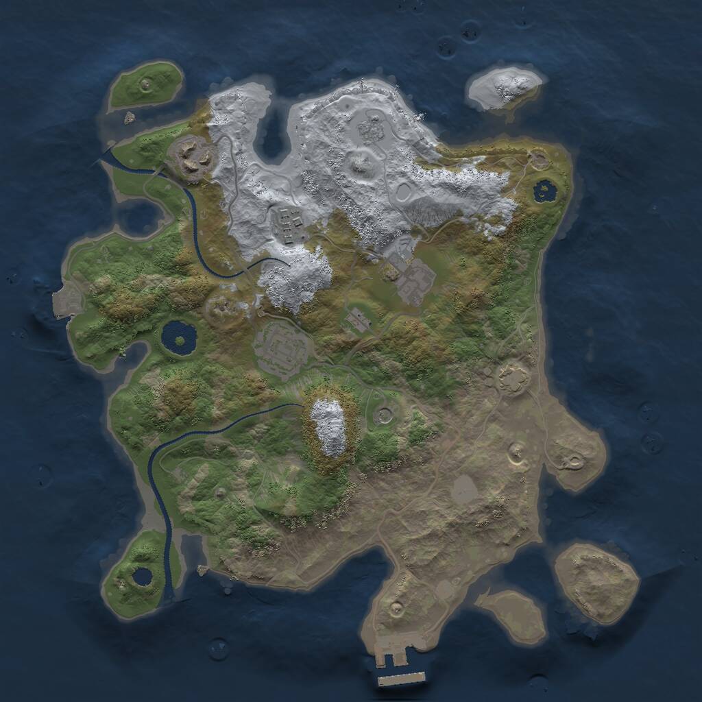 Rust Map: Procedural Map, Size: 3000, Seed: 2064112919, 9 Monuments