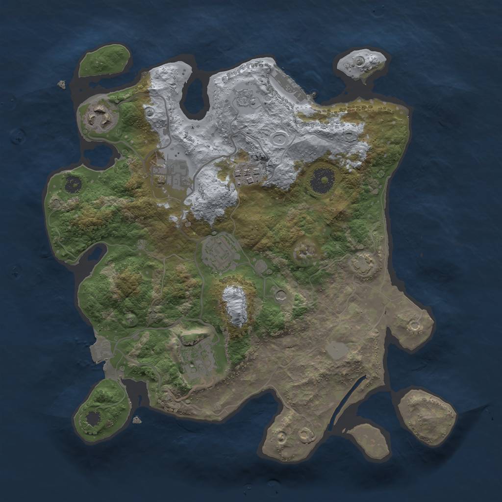 Rust Map: Procedural Map, Size: 3000, Seed: 2064112919, 12 Monuments