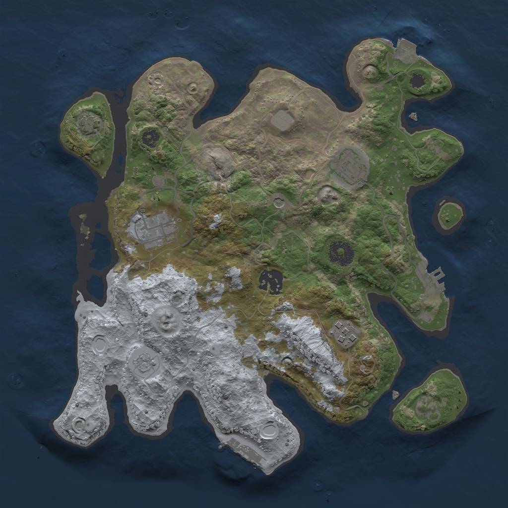 Rust Map: Procedural Map, Size: 3000, Seed: 27621, 12 Monuments