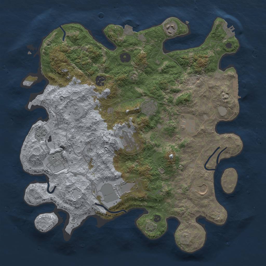 Rust Map: Procedural Map, Size: 3800, Seed: 18745, 17 Monuments