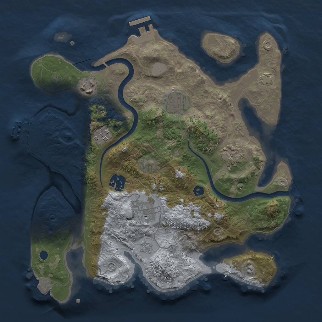 Rust Map: Procedural Map, Size: 3000, Seed: 13999, 12 Monuments