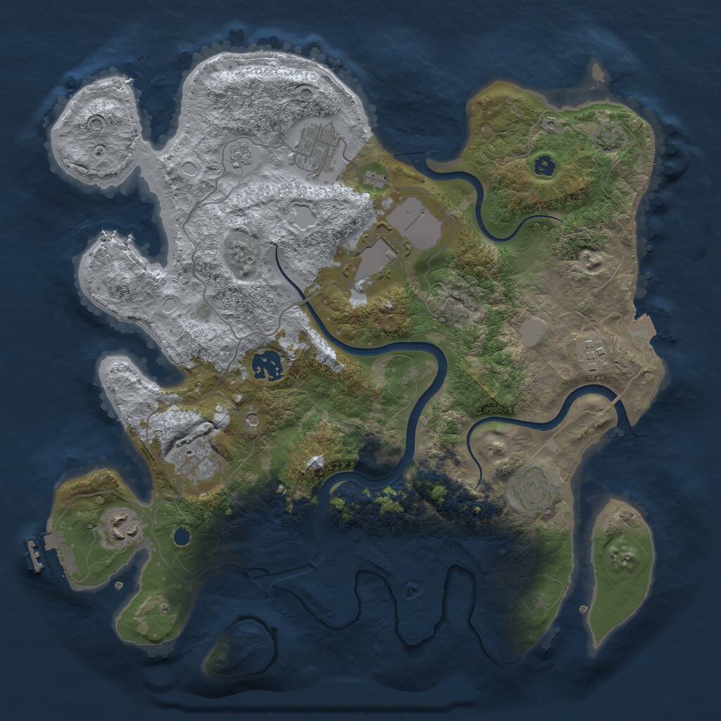 Rust Map: Procedural Map, Size: 3500, Seed: 1641188353, 12 Monuments