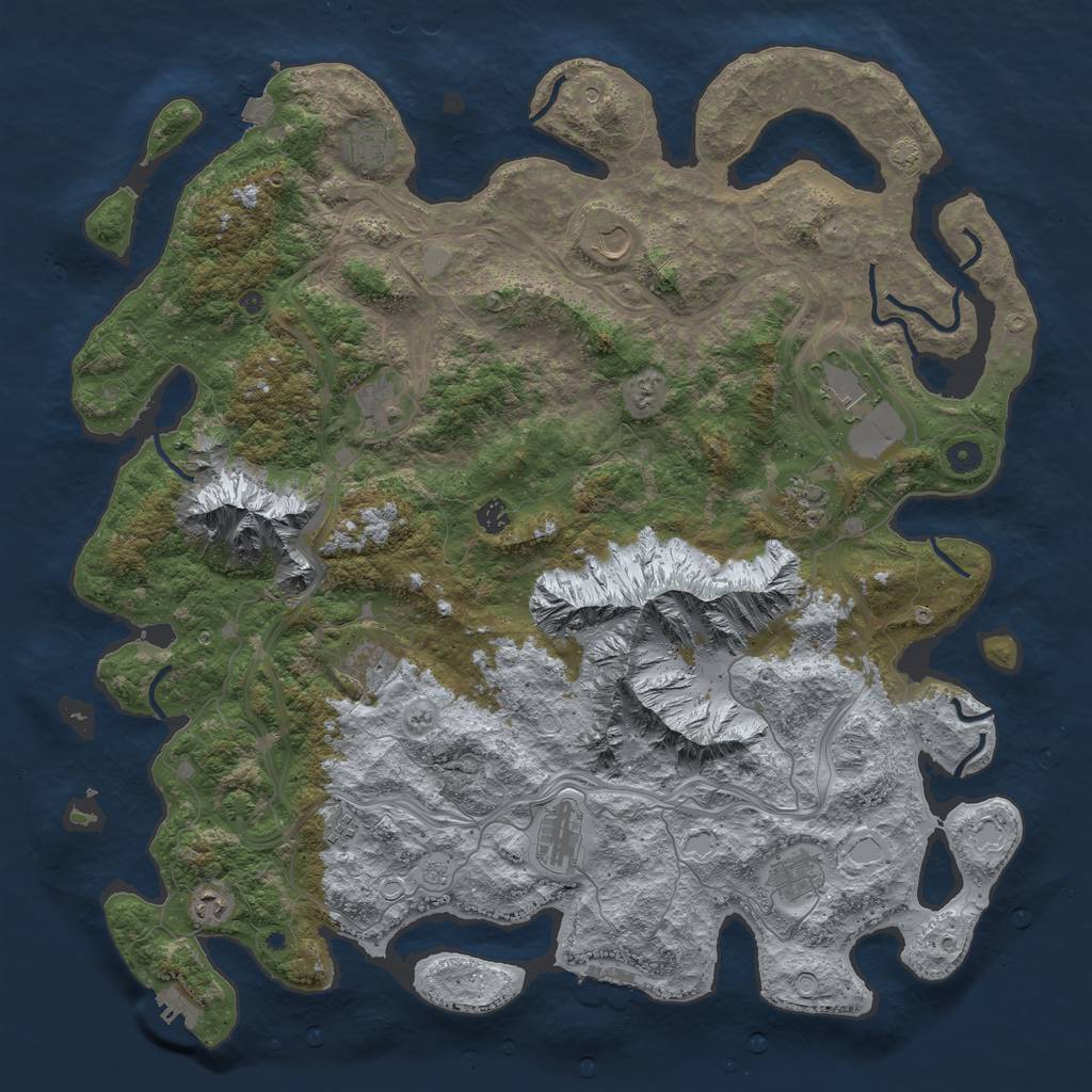Rust Map: Procedural Map, Size: 5000, Seed: 65465465, 19 Monuments