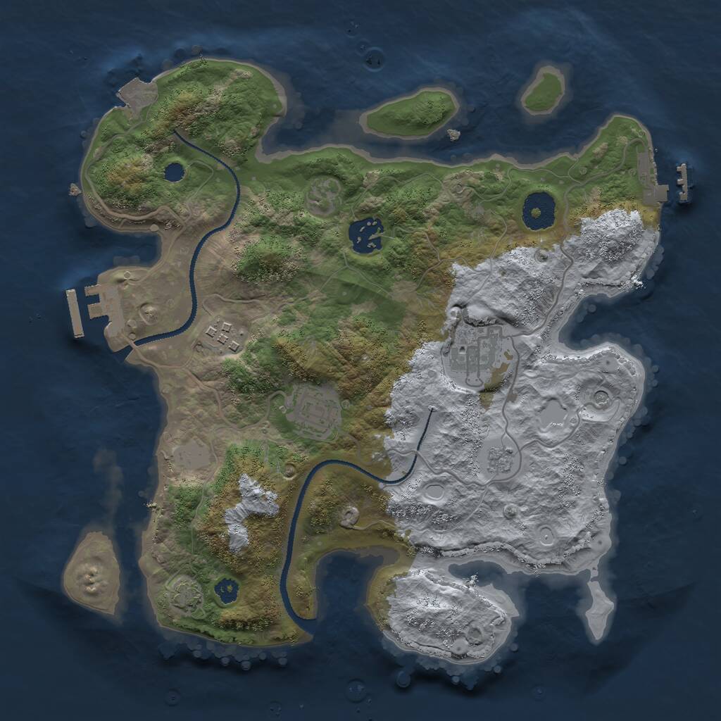 Rust Map: Procedural Map, Size: 3000, Seed: 32181, 10 Monuments