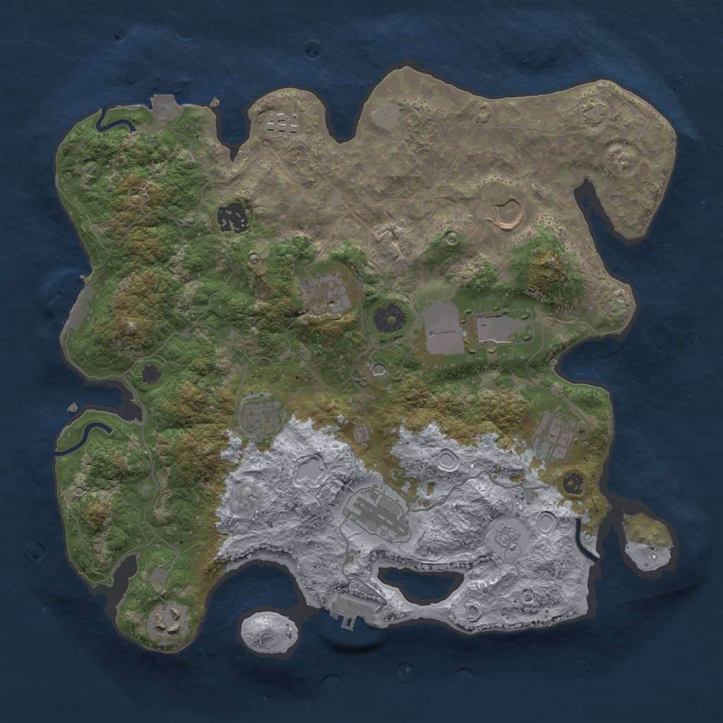 Rust Map: Procedural Map, Size: 3500, Seed: 64282405, 17 Monuments