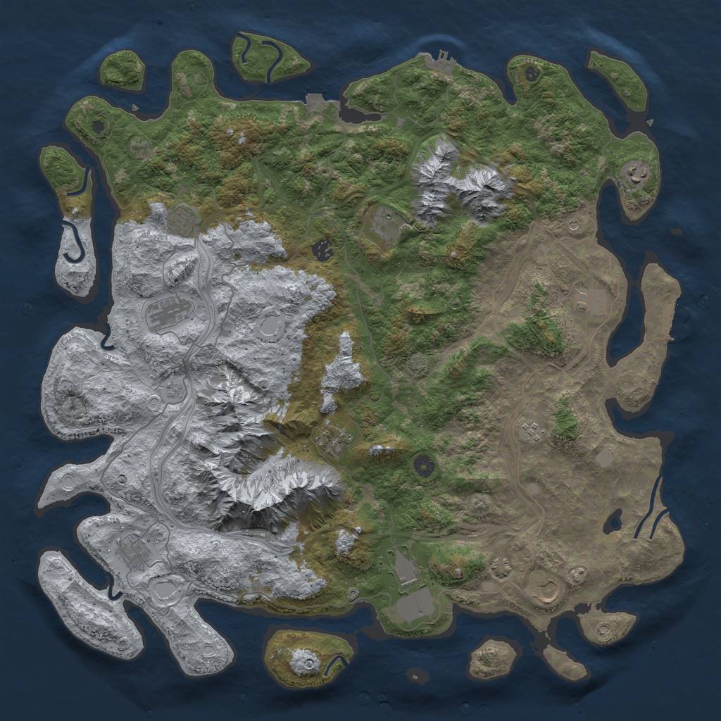 Rust Map: Procedural Map, Size: 5000, Seed: 1225836341, 19 Monuments