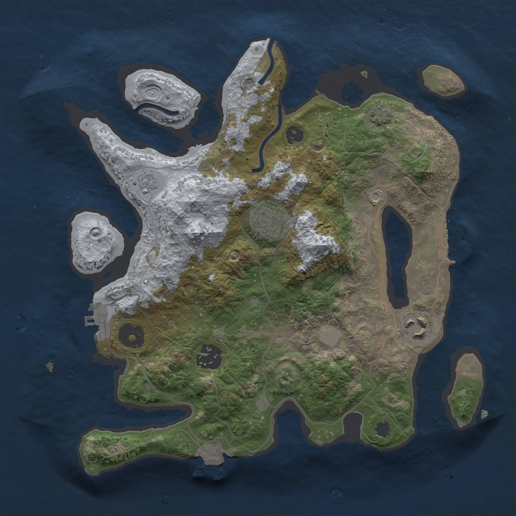 Rust Map: Procedural Map, Size: 3000, Seed: 1183614056, 10 Monuments