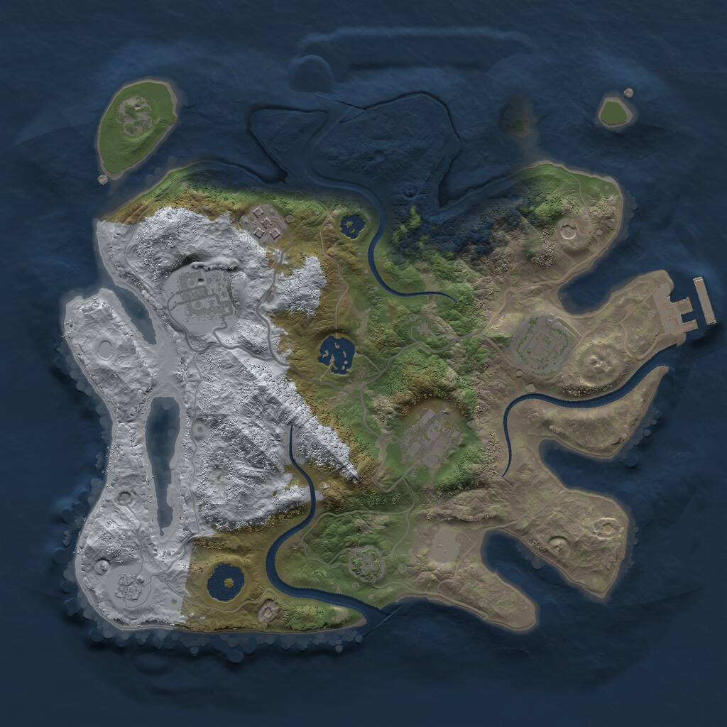 Rust Map: Procedural Map, Size: 3000, Seed: 8024391, 10 Monuments