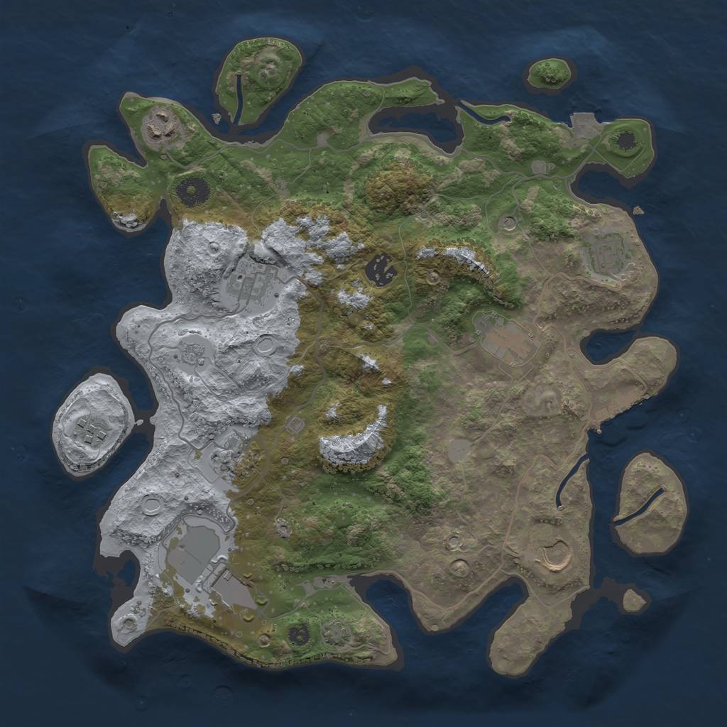 Rust Map: Procedural Map, Size: 3500, Seed: 1259693606, 16 Monuments