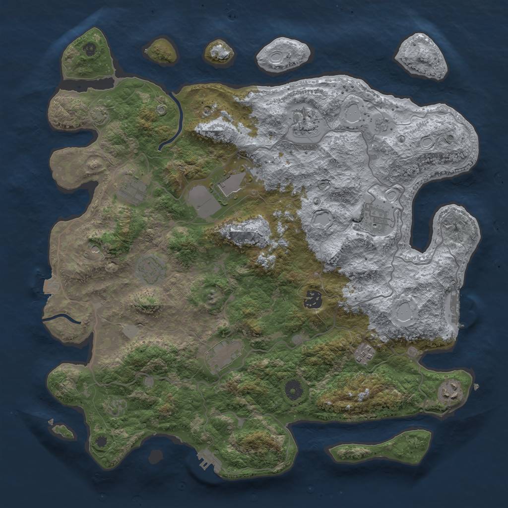 Rust Map: Procedural Map, Size: 4000, Seed: 7863, 17 Monuments