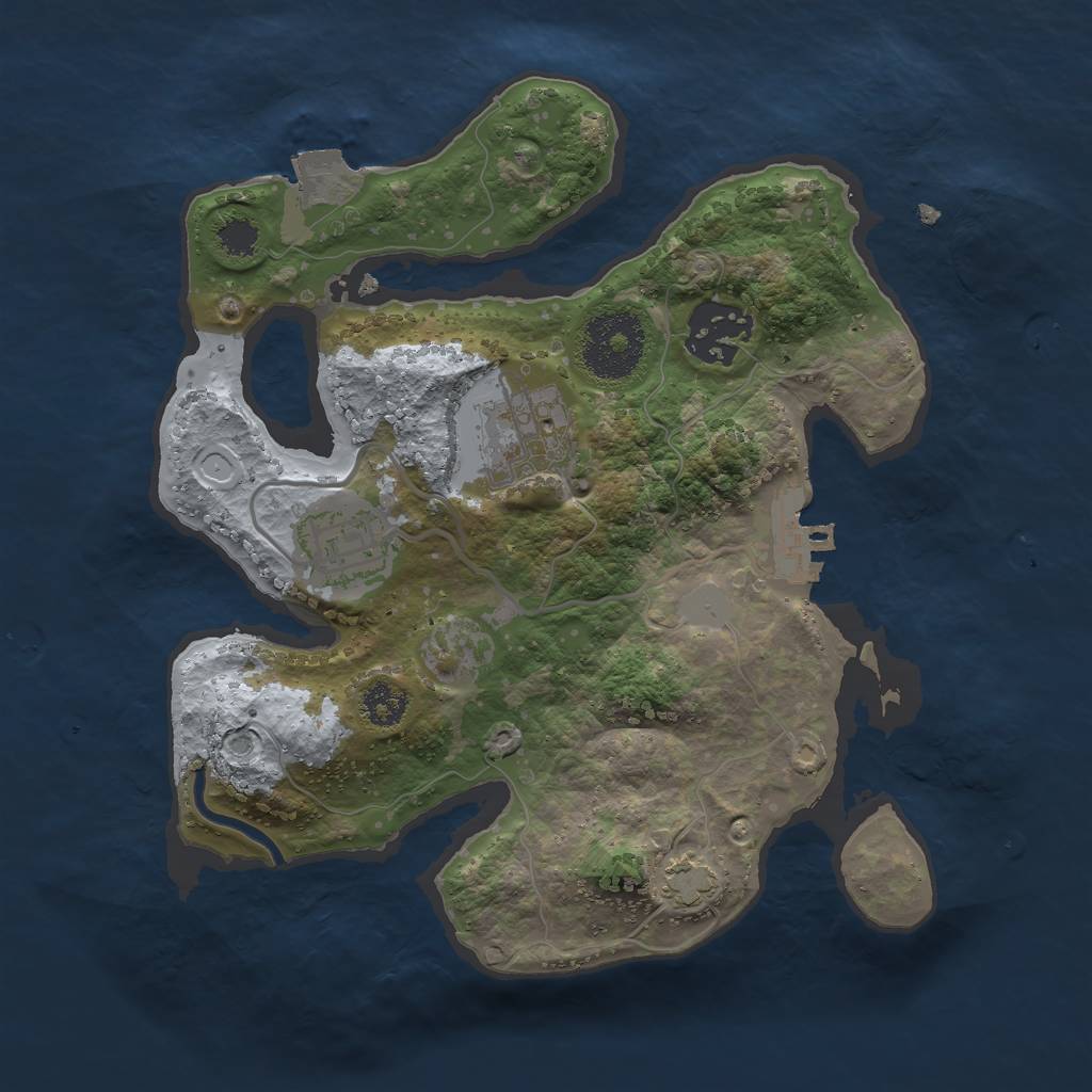 Rust Map: Procedural Map, Size: 2500, Seed: 40424, 8 Monuments