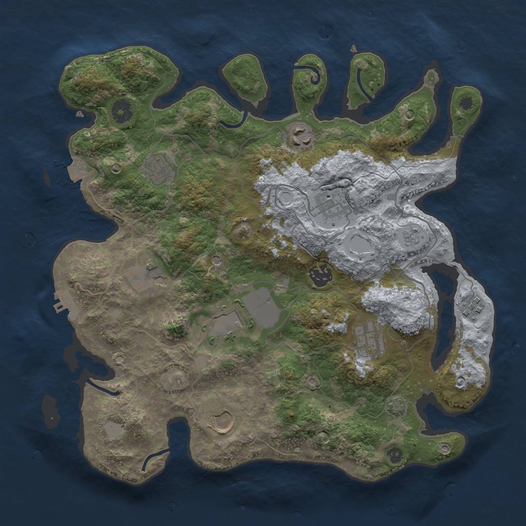 Rust Map: Procedural Map, Size: 3500, Seed: 932850285, 16 Monuments