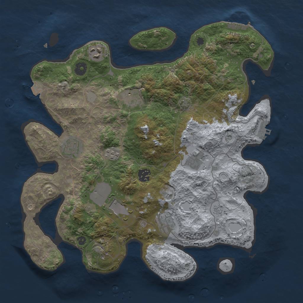 Rust Map: Procedural Map, Size: 3500, Seed: 669409707, 17 Monuments