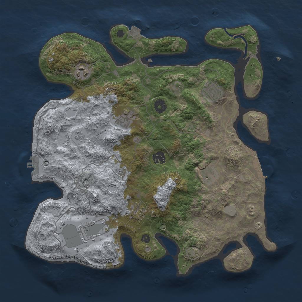 Rust Map: Procedural Map, Size: 3500, Seed: 1052741901, 15 Monuments