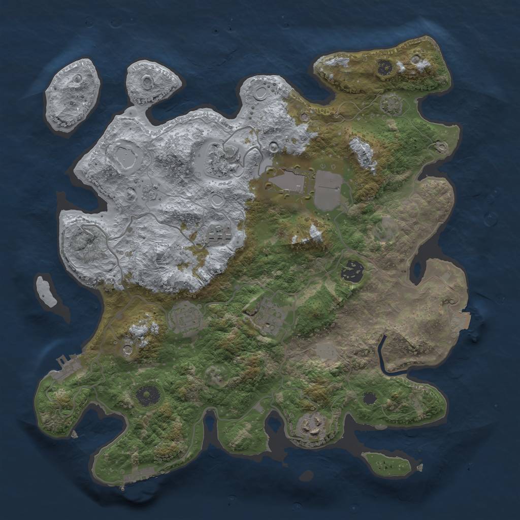 Rust Map: Procedural Map, Size: 3500, Seed: 21106667, 15 Monuments