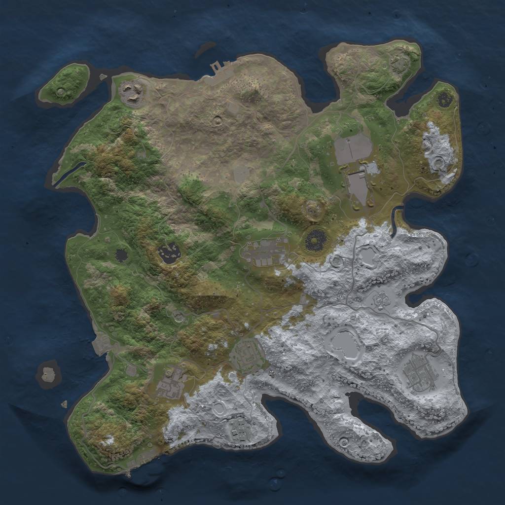 Rust Map: Procedural Map, Size: 3500, Seed: 75058648, 16 Monuments