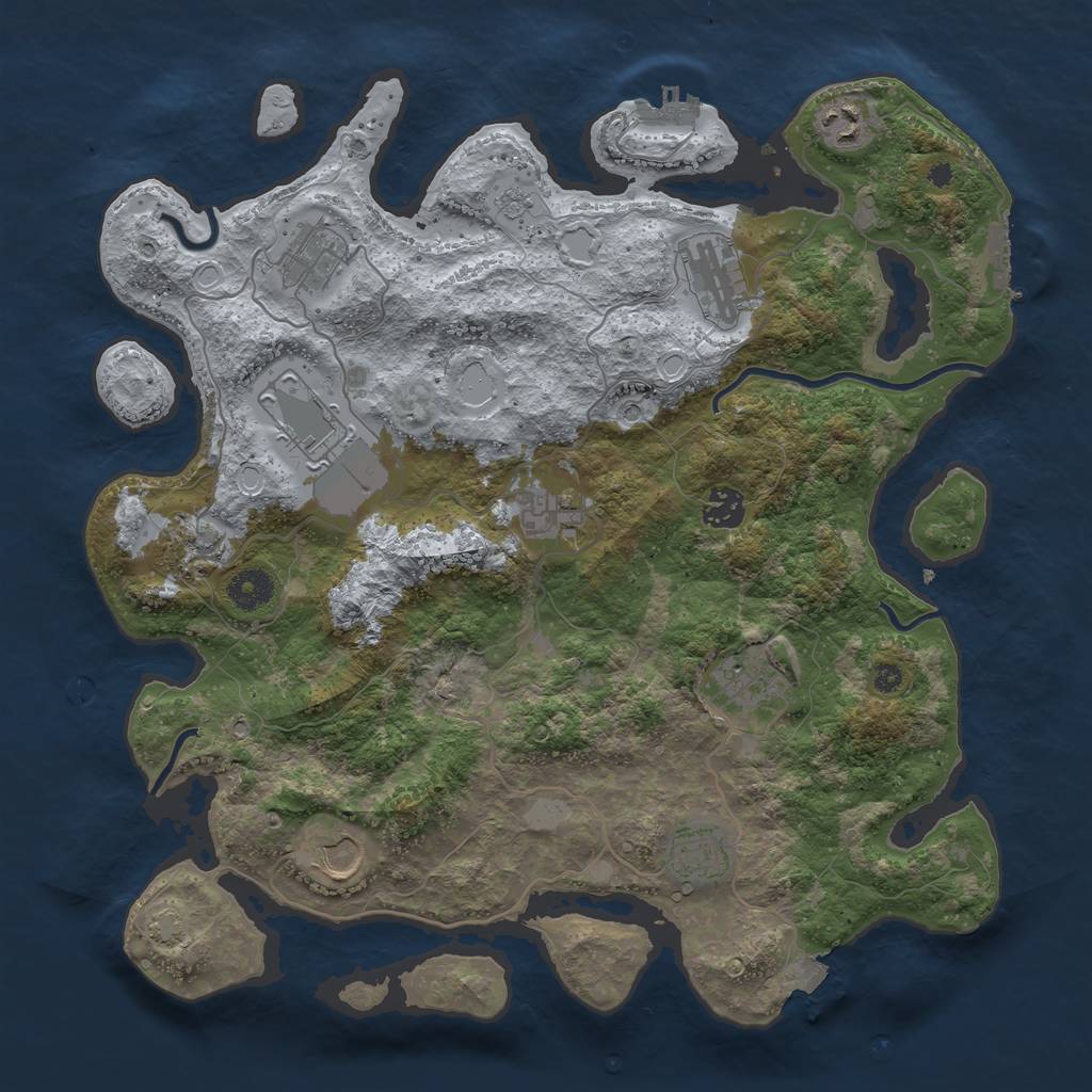 Rust Map: Procedural Map, Size: 3800, Seed: 881851767, 18 Monuments