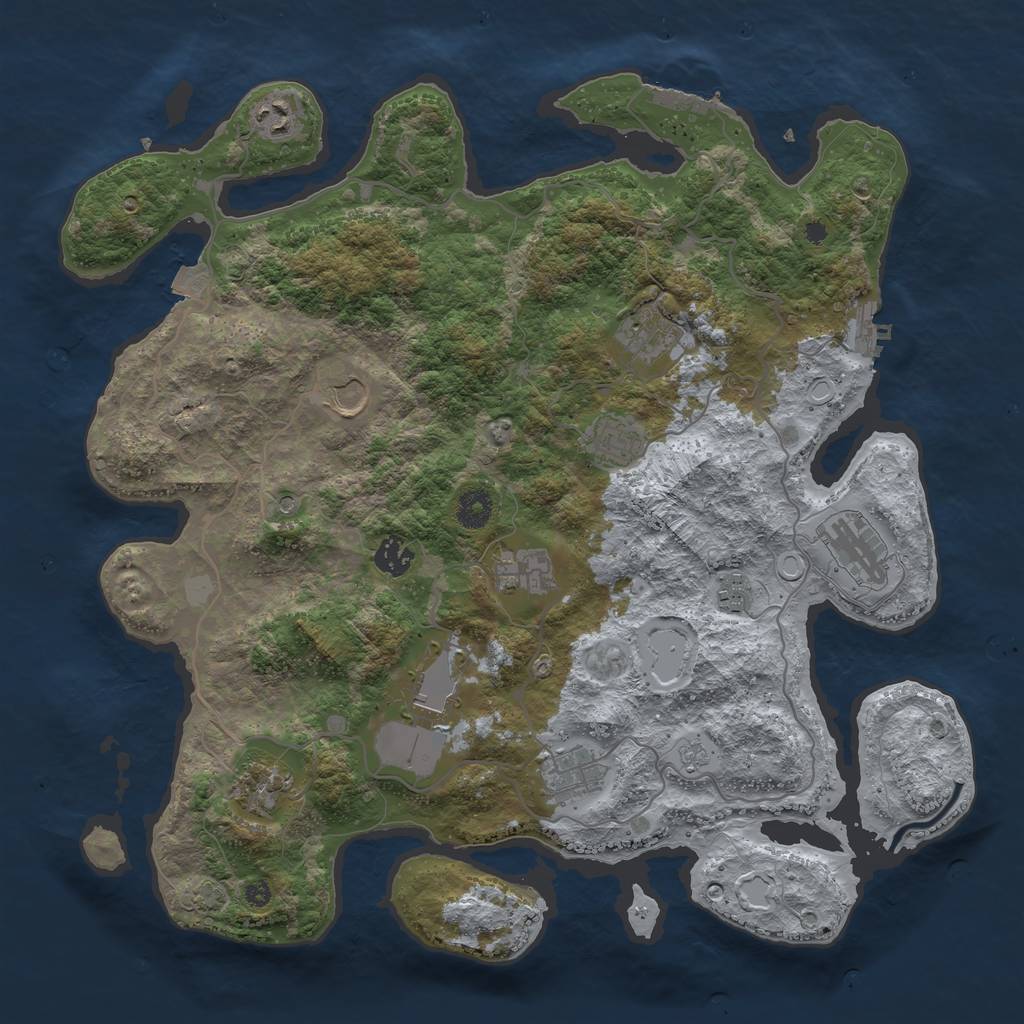 Rust Map: Procedural Map, Size: 4000, Seed: 32181, 19 Monuments