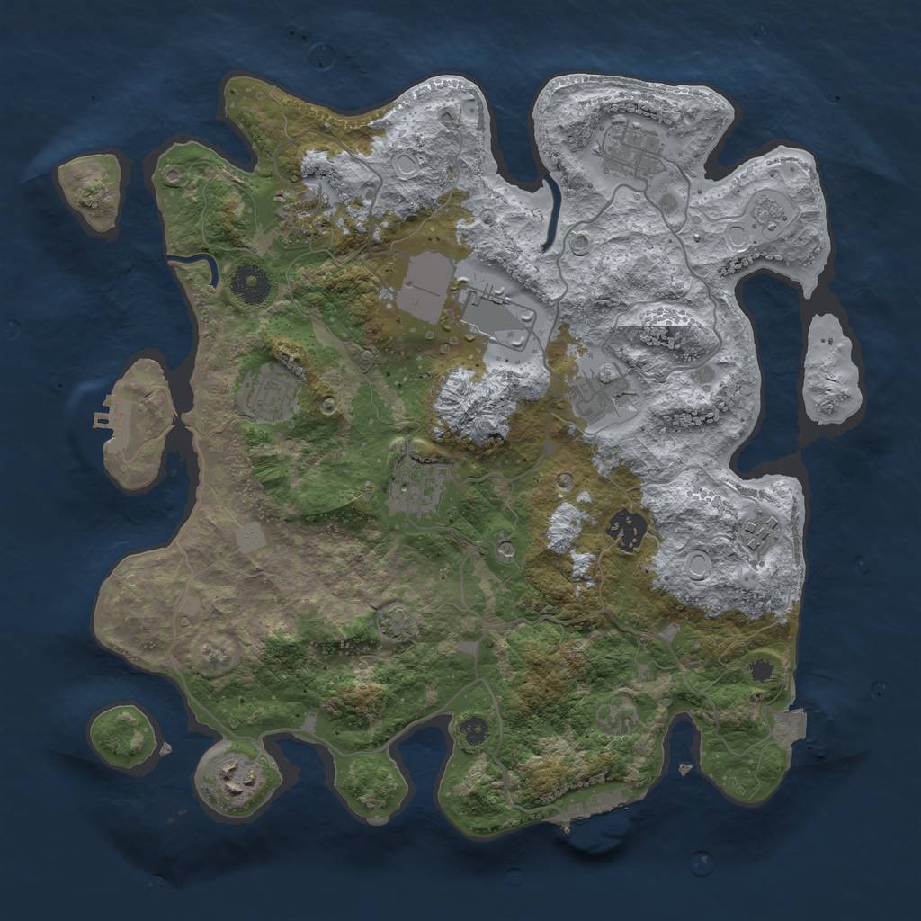 Rust Map: Procedural Map, Size: 3500, Seed: 116371550, 17 Monuments
