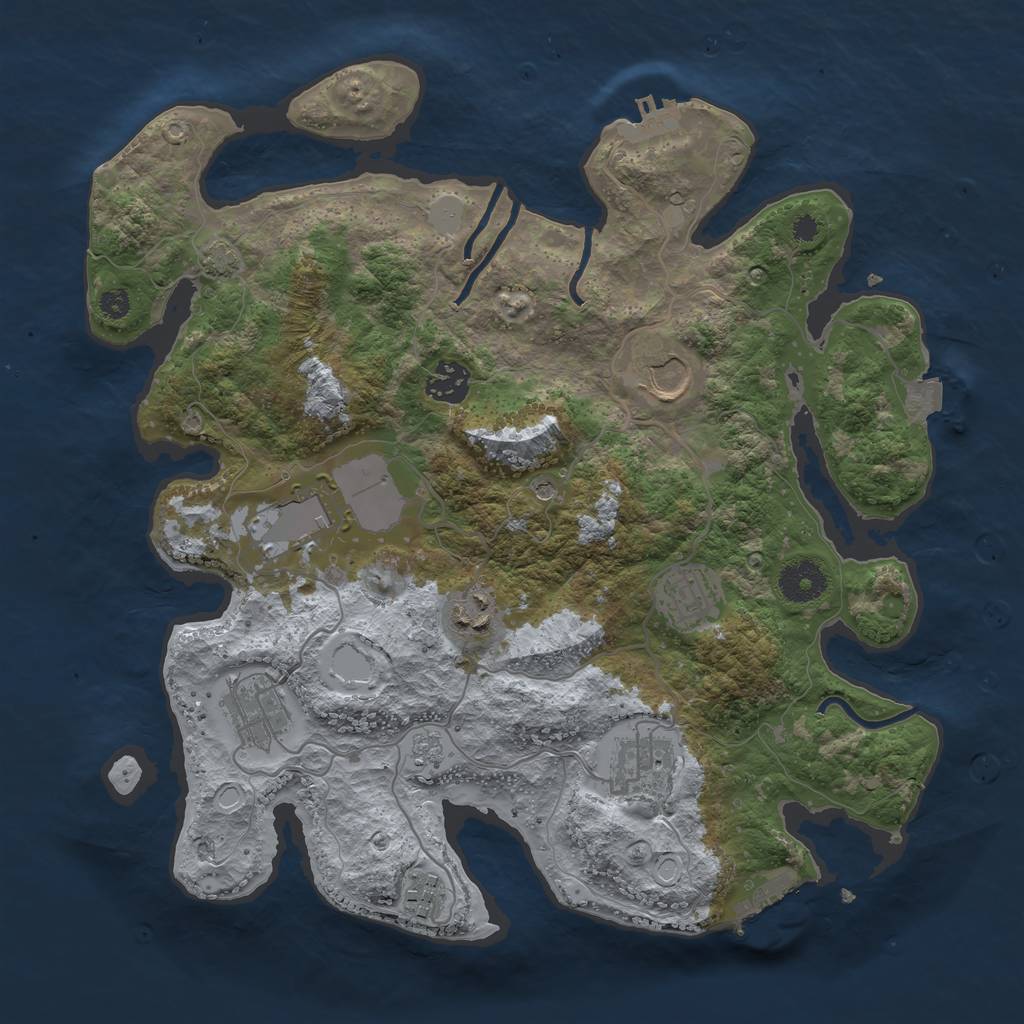 Rust Map: Procedural Map, Size: 3500, Seed: 3550058, 16 Monuments
