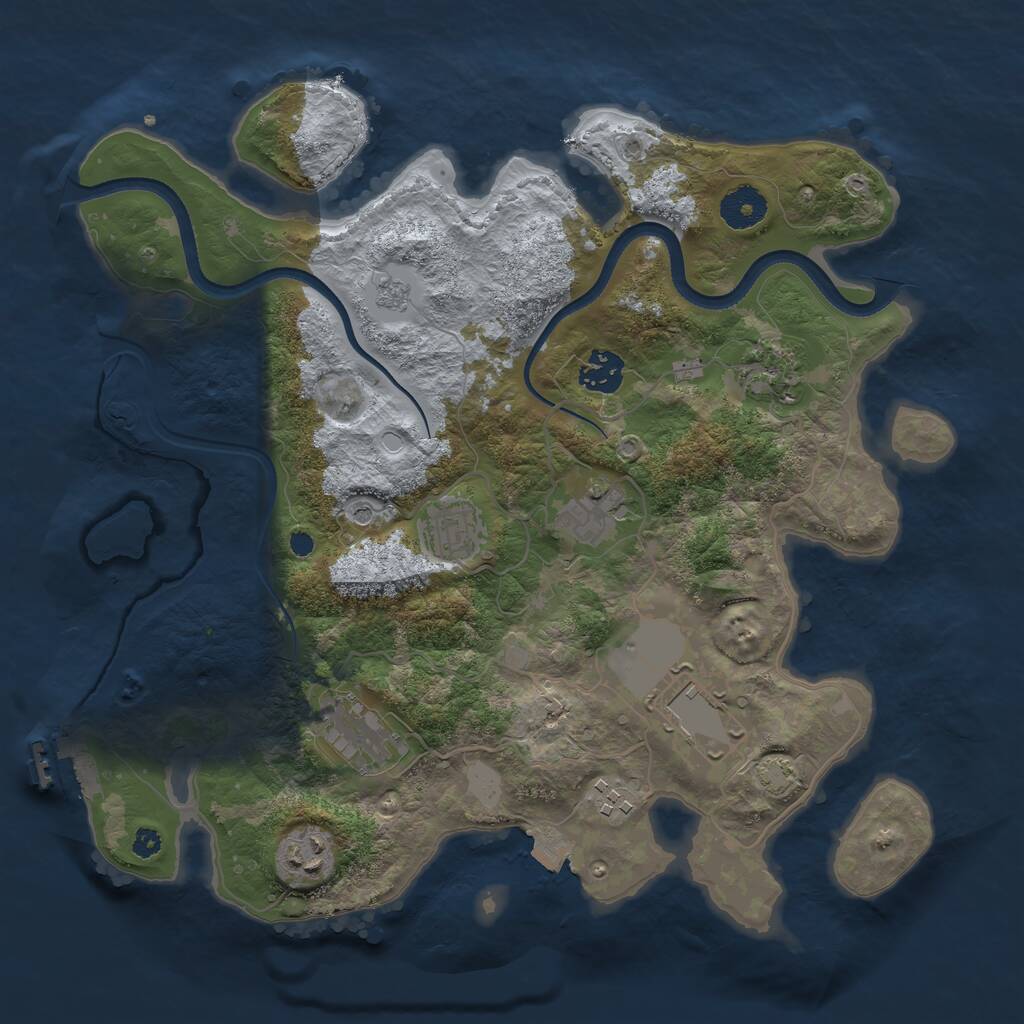 Rust Map: Procedural Map, Size: 3500, Seed: 8907321, 13 Monuments