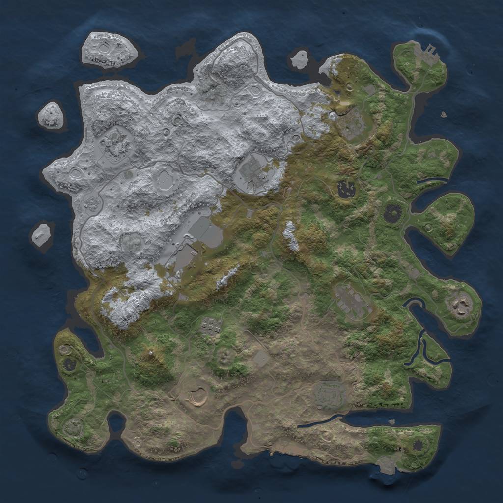 Rust Map: Procedural Map, Size: 4000, Seed: 231090995, 18 Monuments