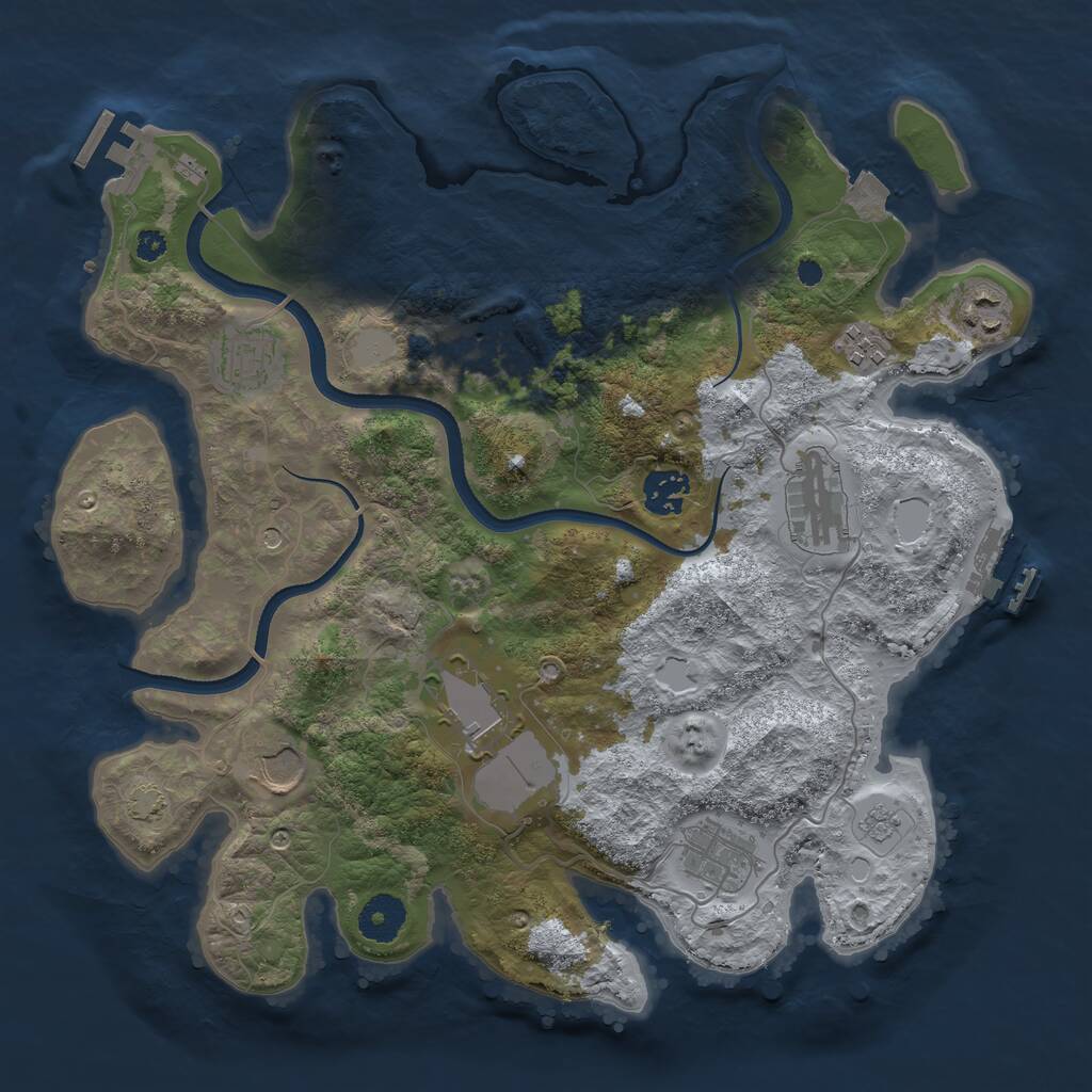 Rust Map: Procedural Map, Size: 3500, Seed: 1372809863, 15 Monuments