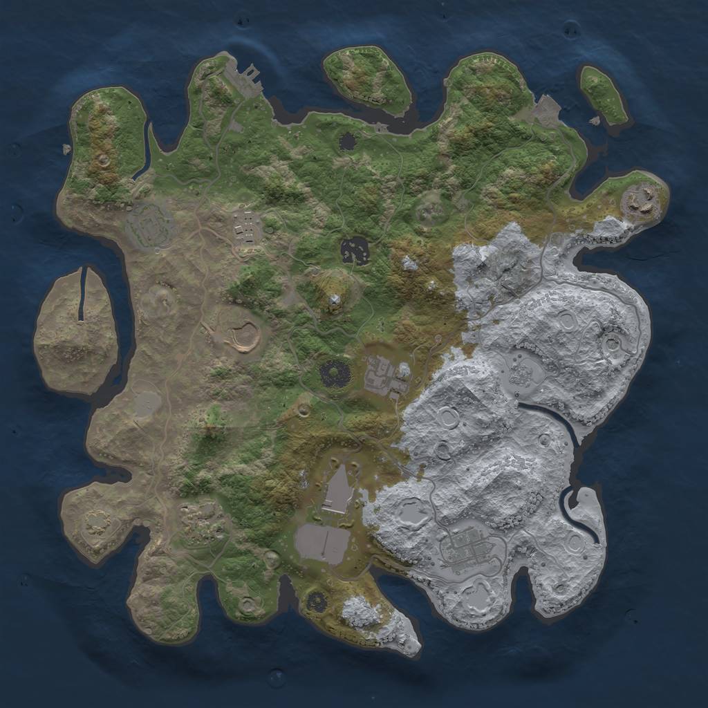 Rust Map: Procedural Map, Size: 3500, Seed: 1372809863, 16 Monuments