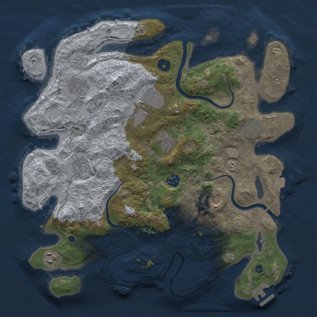 Rust Map: Procedural Map, Size: 3750, Seed: 1850269841, 15 Monuments