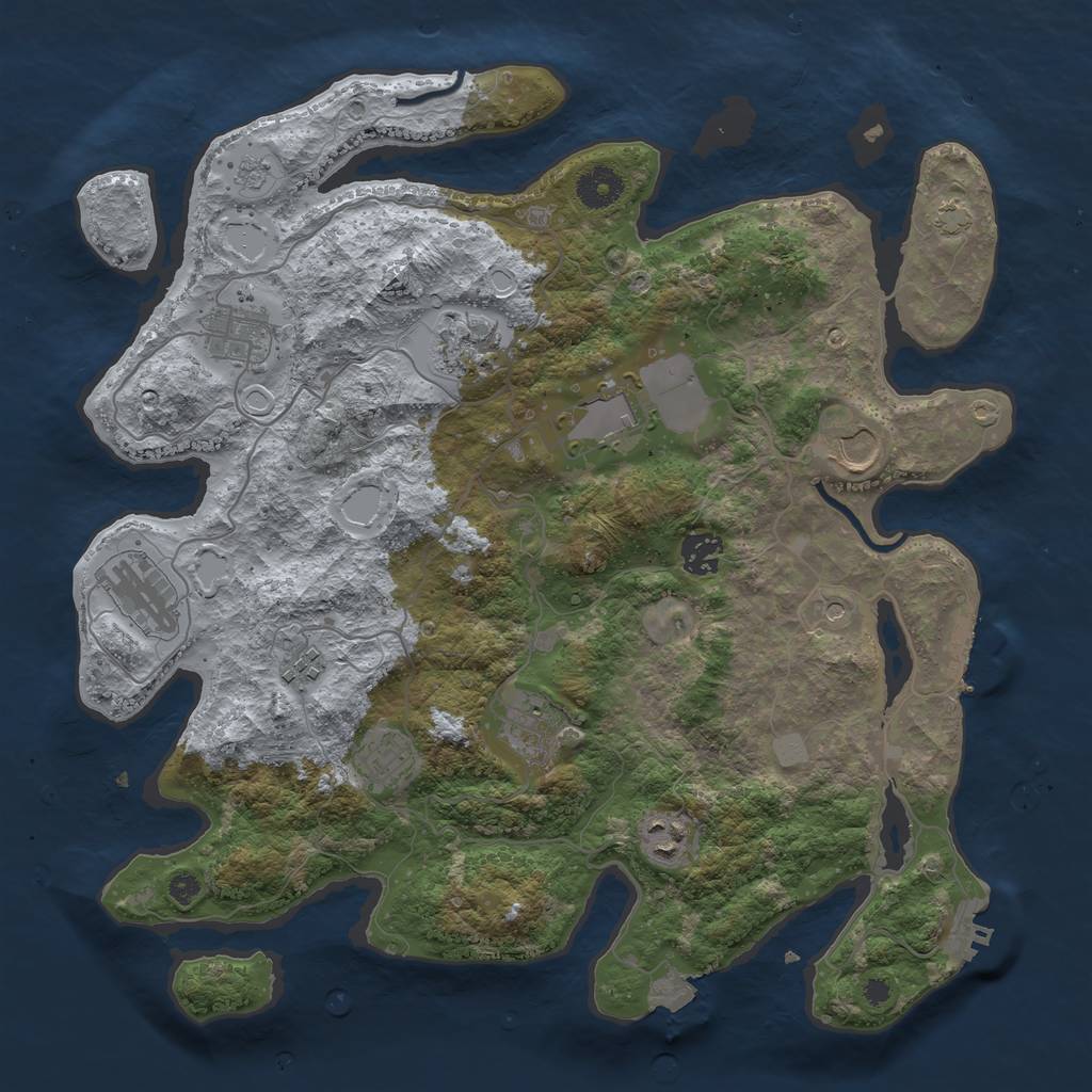 Rust Map: Procedural Map, Size: 3750, Seed: 1850269841, 18 Monuments