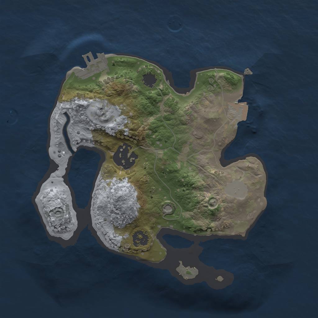 Rust Map: Procedural Map, Size: 2000, Seed: 1243708934, 5 Monuments