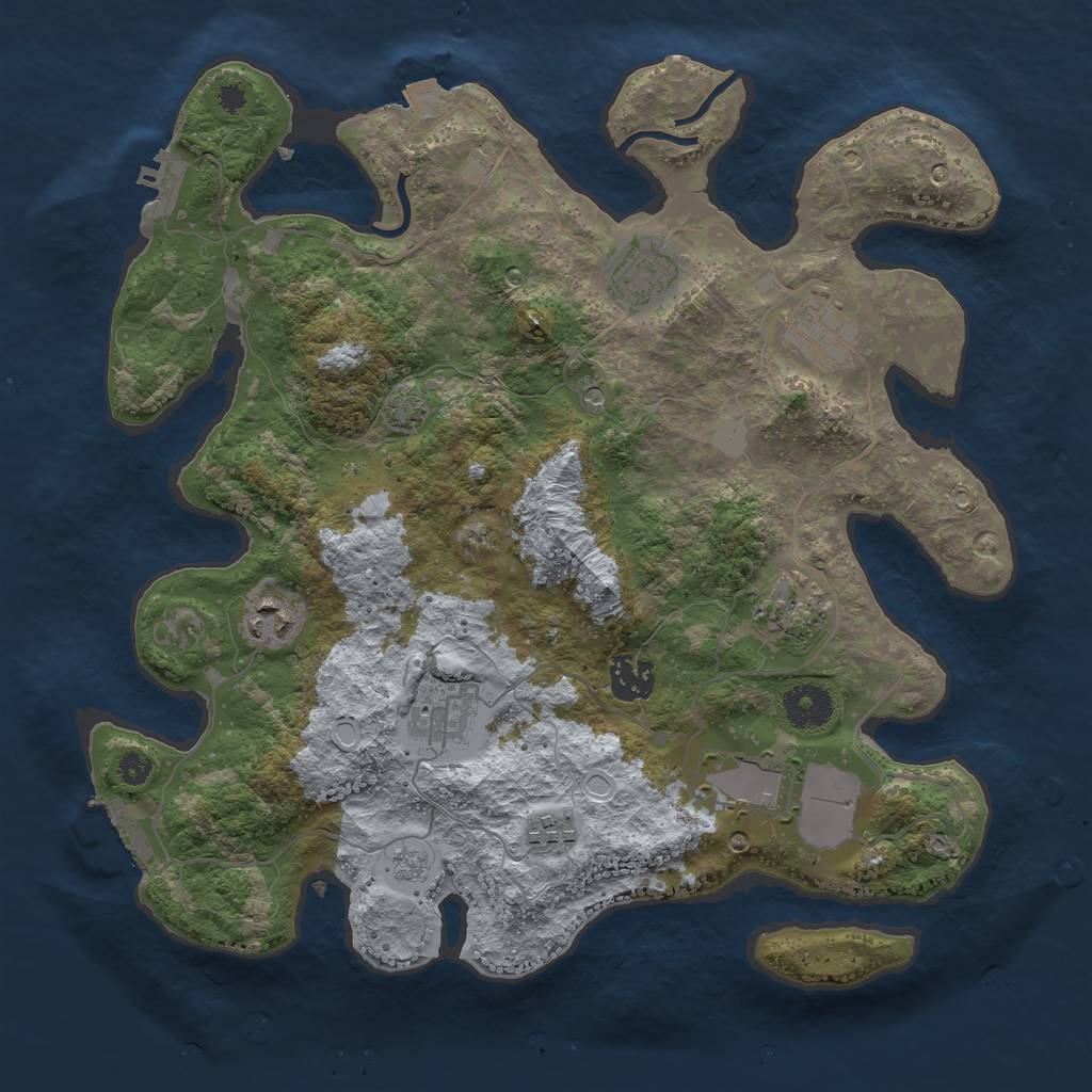 Rust Map: Procedural Map, Size: 3500, Seed: 29842946, 16 Monuments