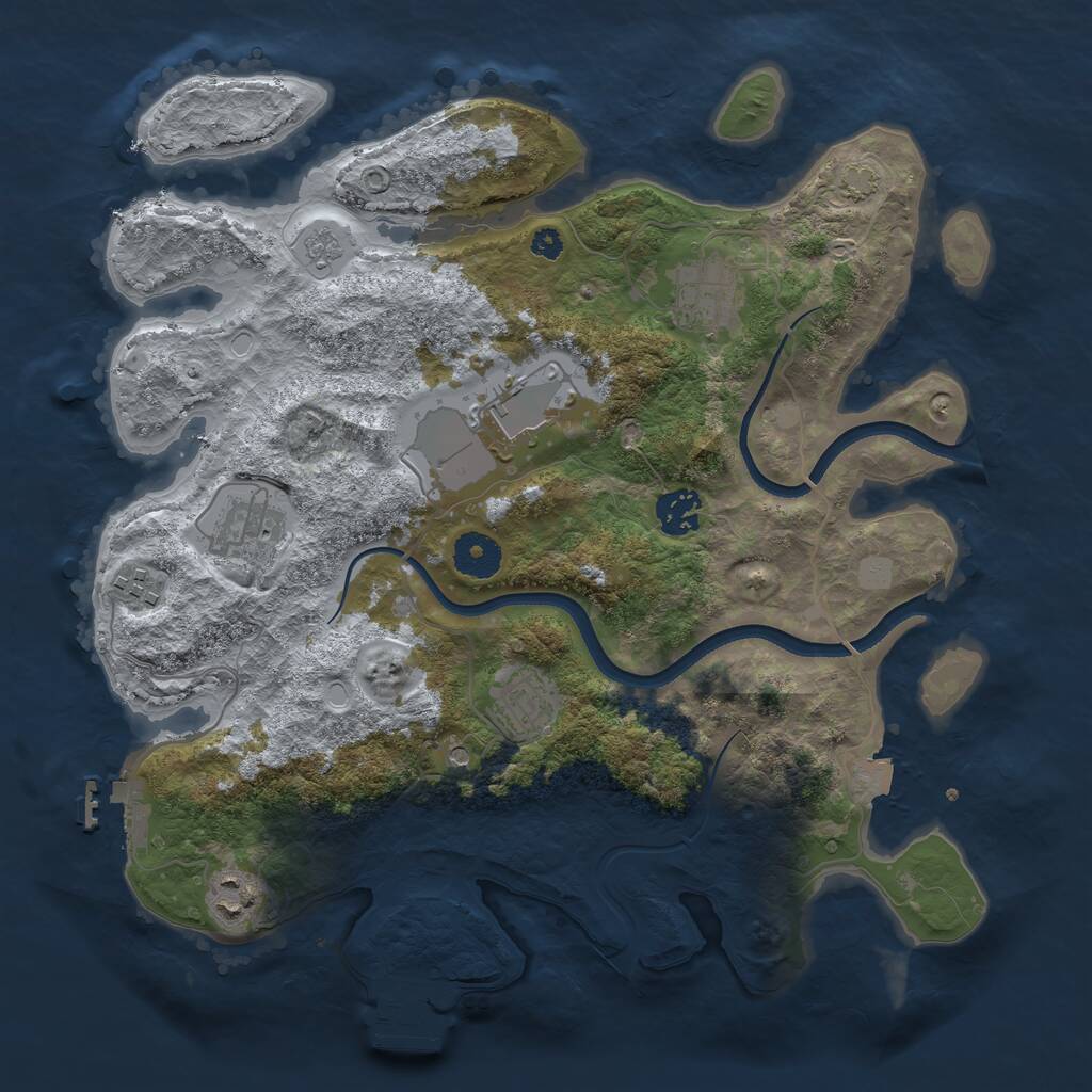 Rust Map: Procedural Map, Size: 3500, Seed: 68444320, 13 Monuments