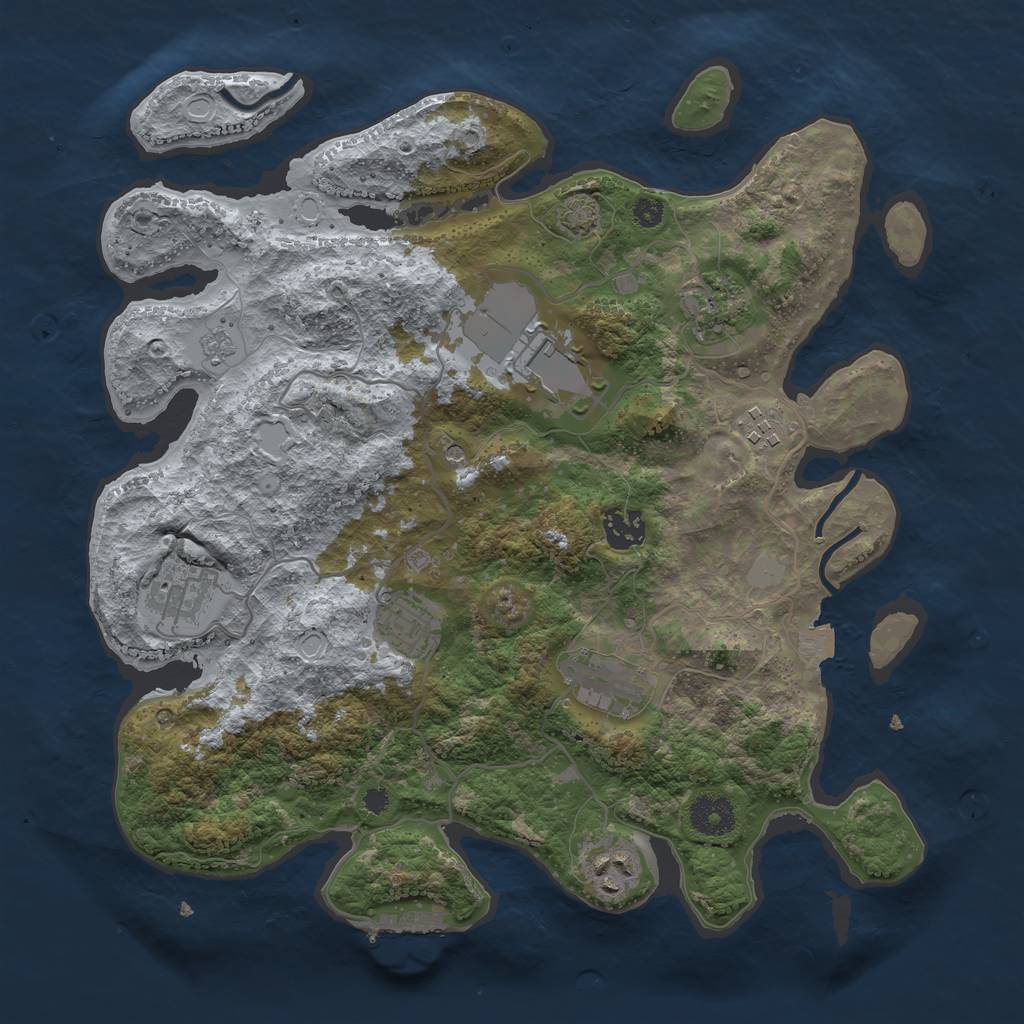 Rust Map: Procedural Map, Size: 3500, Seed: 68444320, 15 Monuments