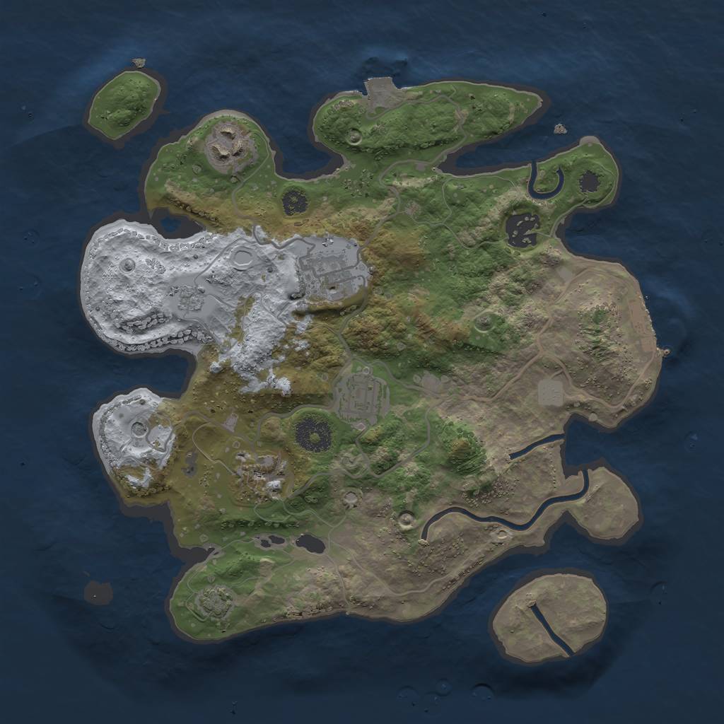 Rust Map: Procedural Map, Size: 3000, Seed: 32253, 12 Monuments