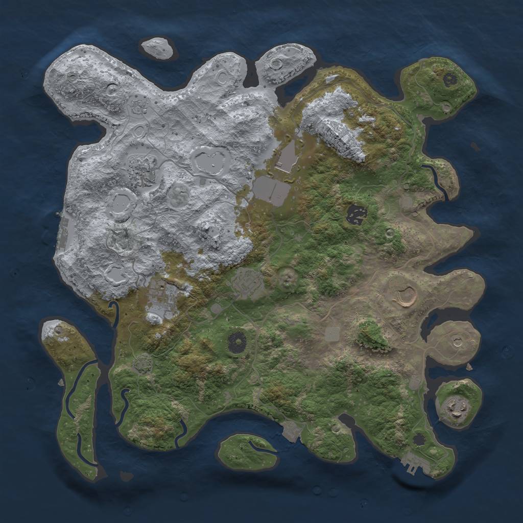 Rust Map: Procedural Map, Size: 3800, Seed: 1959081209, 15 Monuments