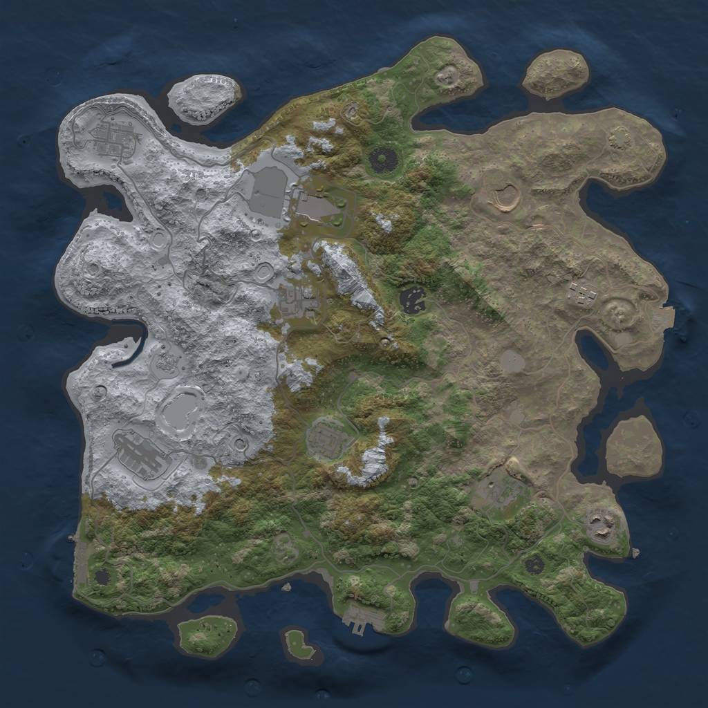 Rust Map: Procedural Map, Size: 3850, Seed: 1917210473, 18 Monuments